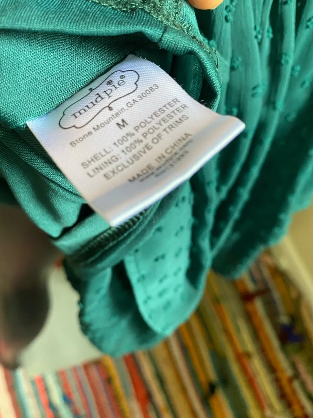 MUD PIE Green Swiss Dot Tiered Long Sleeve Mini Dress - Picture 14 of 14